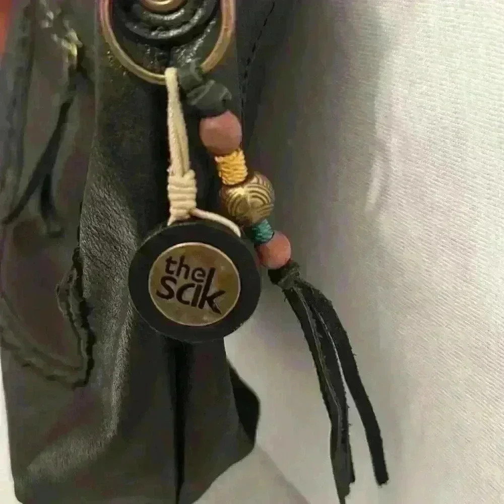 The Sak Black Indio Leather Shoulder Bag Purse Braided Strap Brass Hardware - Picture 14 of 15